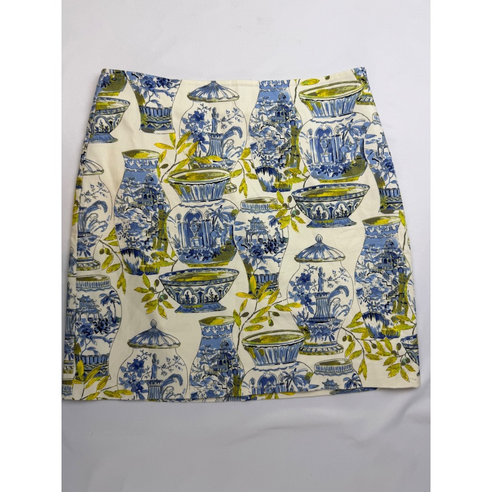 Talbots Blue White Chinoiserie Ginger Jar Print Pique Mini Skirt Womens 6